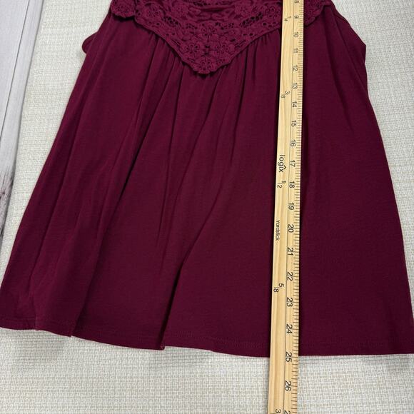 Mi‎ Lieux Womens Lace Sleeveless Top Maroon Size Small - Picture 5 of 6